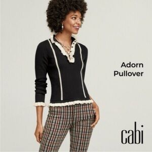CAbi Black and Cream Adorn Pullover Sweater
